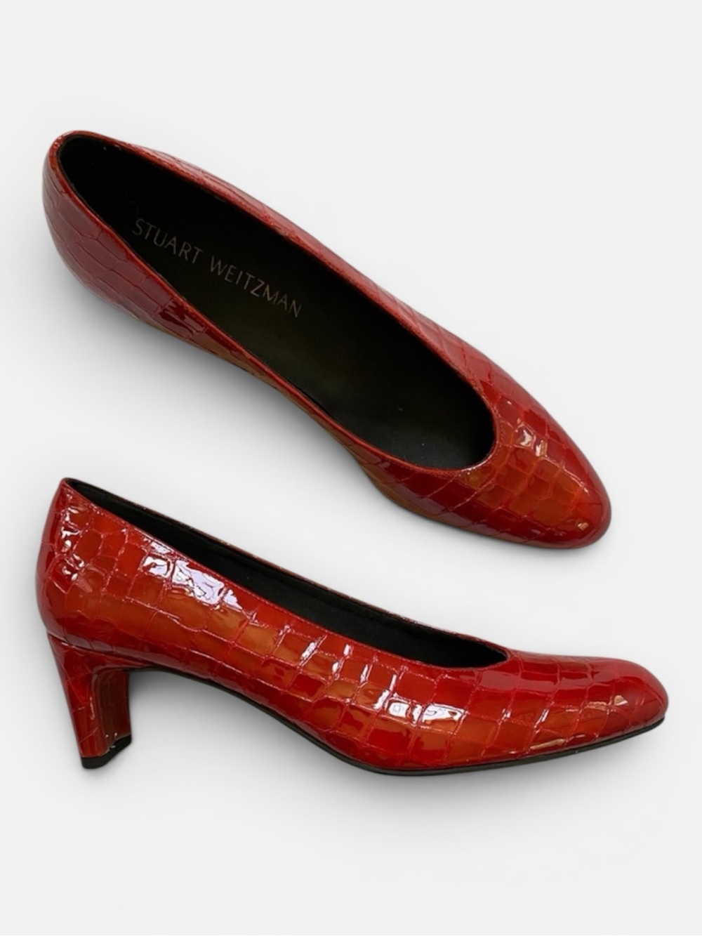 Stuart Weitzman‎ Crocodile Print Patent Leather Heels Size 7.5SS